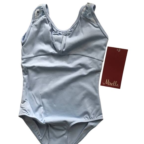 Mirella leotard Girls Size 4 6 Bow Back keyhole M603C dancewear dance sequin NWT - Picture 1 of 2
